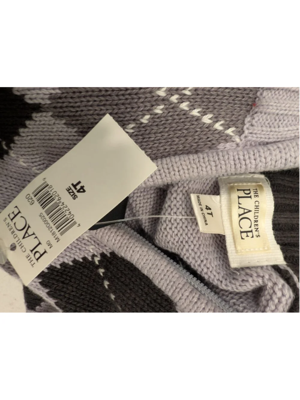Boys The Children's Place Argyle Quarter-Zip Sweater 4T Lavender Black
